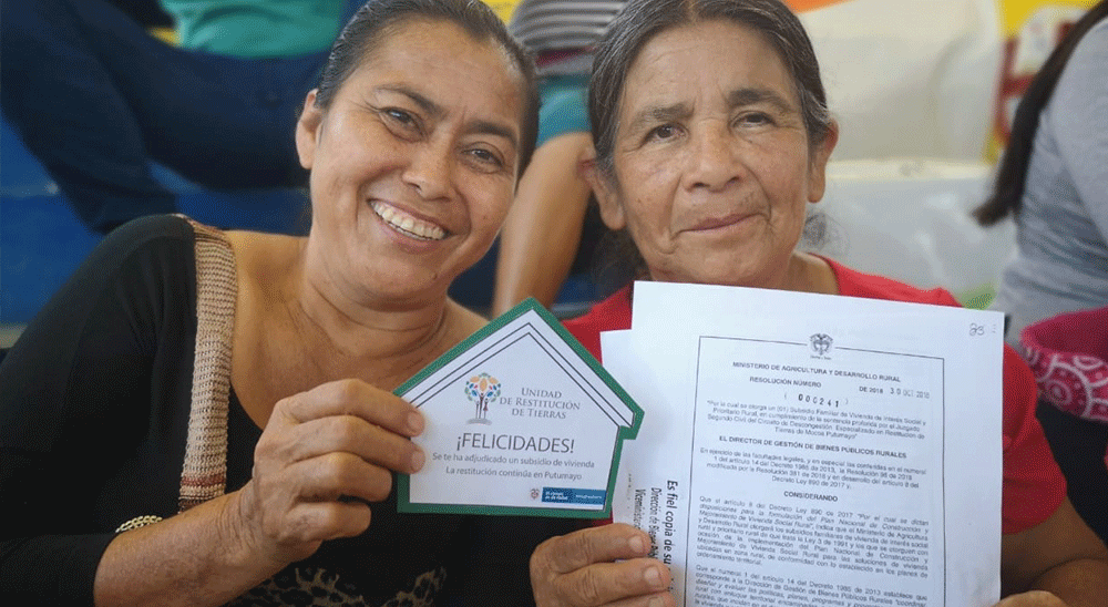 Gracias a la restitución de tierras, familias de Putumayo recibirán viviendas nuevas