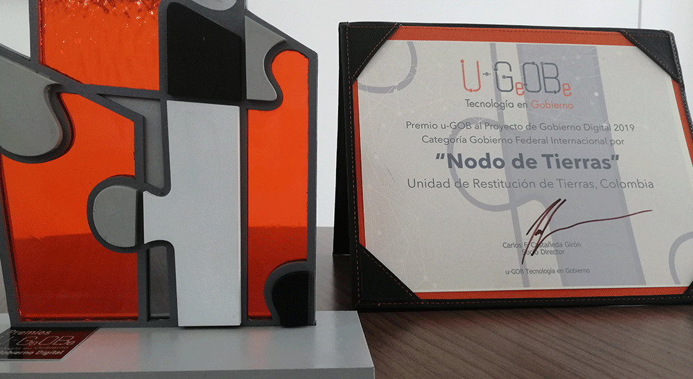 Experiencia Nodo de Tierras, de la URT, fue reconocida con el premio U - GOB al Proyecto de Gobierno Digital 2019, en México