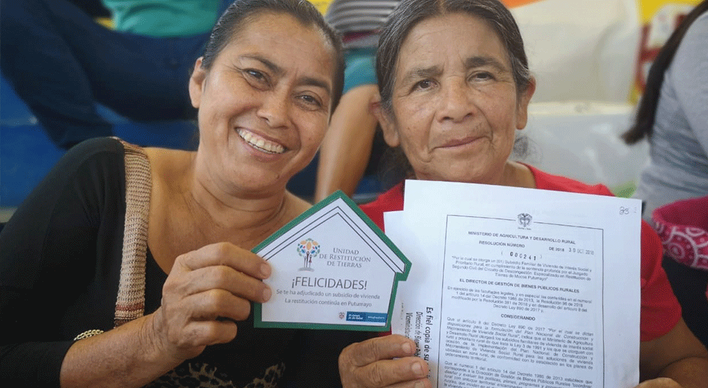 Gracias a la restitución de tierras, familias de Putumayo recibirán viviendas nuevas 