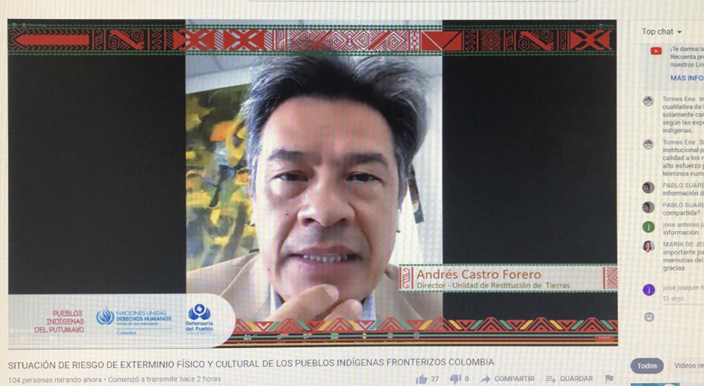 El proceso de atención a comunidades indígenas del Putumayo de la Unidad de Restitución de Tierras fue destacado en Foro liderado por Naciones Unidas y la Defensoría del Pueblo 