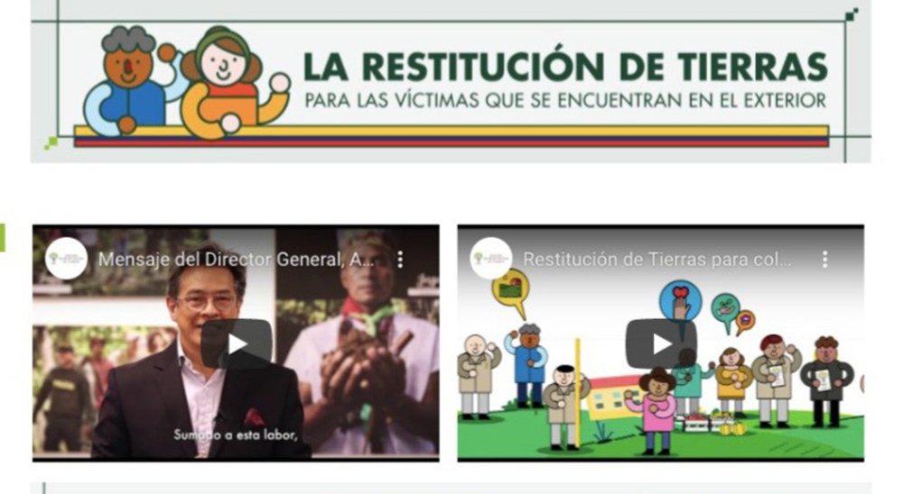 Víctimas en el exterior podrán consultar oferta de la Unidad de Restitución de Tierras desde la virtualidad 