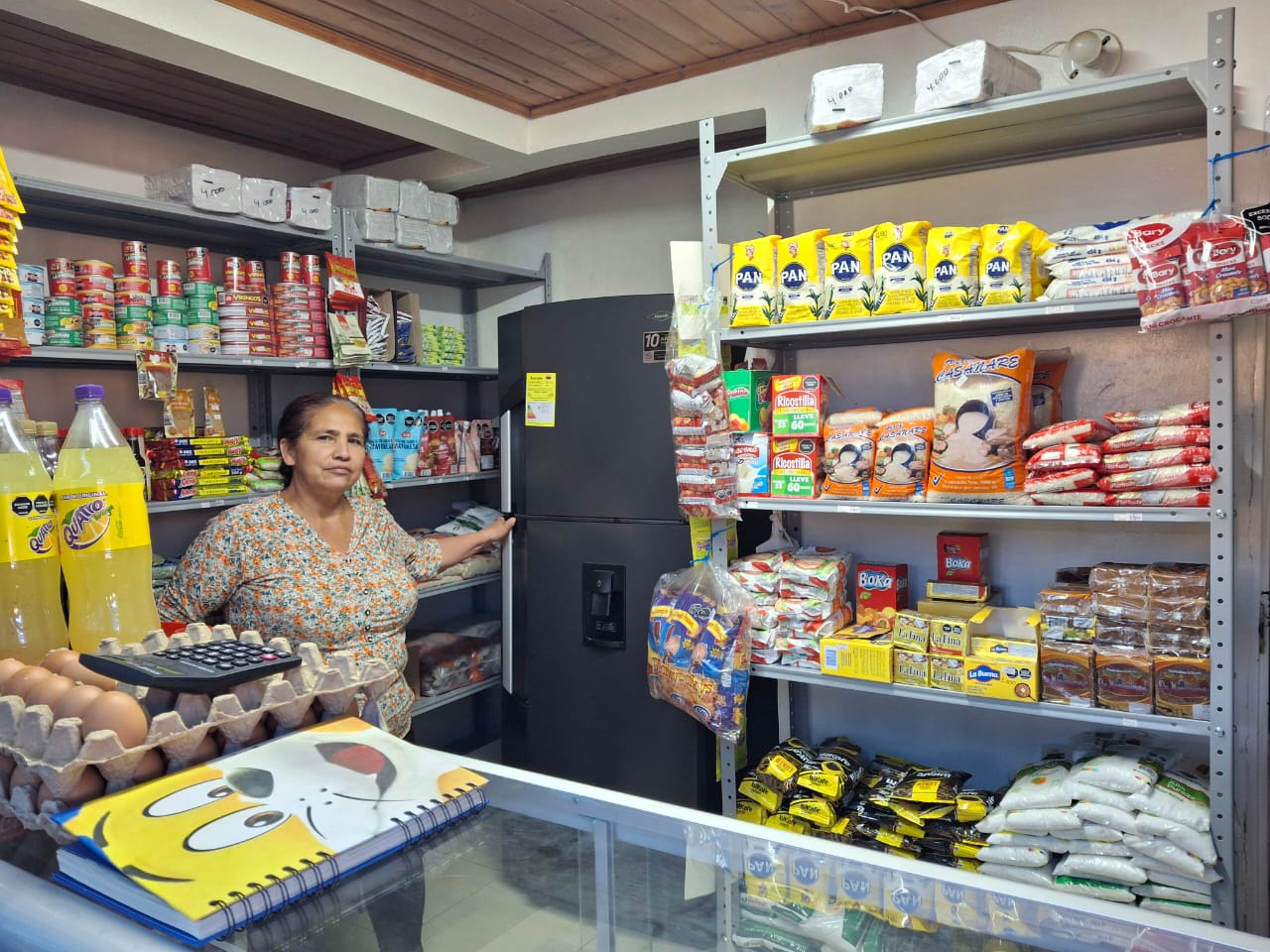 La entidad otorgó a María Janeth Díaz, beneficiaria de restitución, este proyecto en el municipio de Floresta. Está encaminado a la comercialización de víveres y alimentos no perecederos, lo que será el sustento económico para ella y sus hijos.